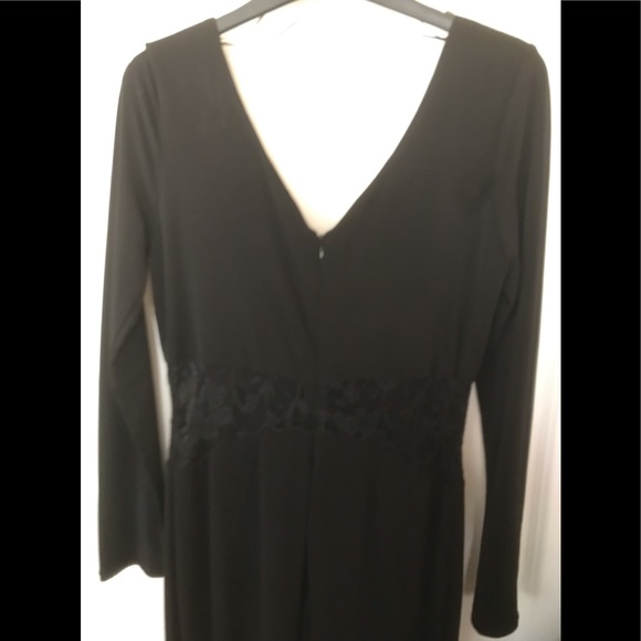 Badgley Mischka Black Drape Front Gown with Peek-A-Boo Lace Insert - Picture 4 of 6